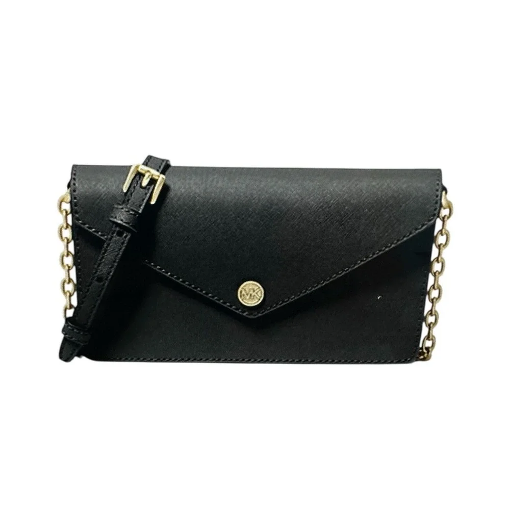 Michael‎ Kors Small Saffiano Leather Envelope Crossbody/Clutch Bag Black NWT